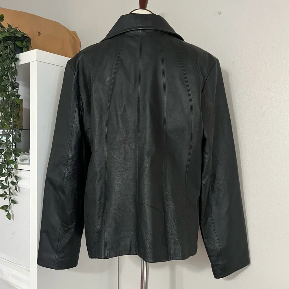 East 5th Genuine Leather Jacket Black Zip Front Lined‎ Coat Size XL